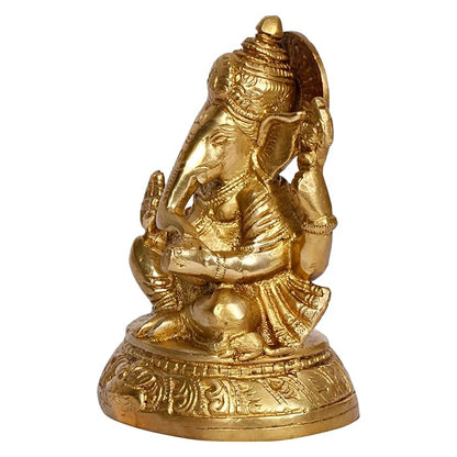 Brassaura™ Brass Ganesha Murti for Home and Decor Brass Ganesh Bhagwan Statue for Pooja Room Ganesha Idols for Home Entrace Decor Good Luck Vastu Decoration Weight 1.25 Kg Height 15 cm