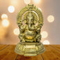 Brassaura™ Brass God Ganesha Sitting on Singhasan Idol for Home and Decor Ganesh Bhagwan Ganpati Murti Statue for Pooja Decoration Entrance Showpiece and Gift Height 33 cm Weight 5.300 Kg