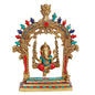 Brassaura™ Brass Gem Stone Work Ganesh Jhula Swing Idol Handwork Kirtimukha Ganesha Swing Statue Ganpati Bappa Jhoola Murti for Luck Home Decor Entrance Gift 28 Cm Weight 1.6 Kg