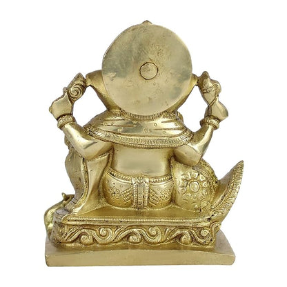 Brassaura™ Brass Ganesha Murti for Home and Decor Brass Ganesh Bhagwan Statue for Pooja Room Ganesha Idols for Home Entrace Decor Good Luck Vastu Decoration Weight 1.35 Kg Height 17 cm