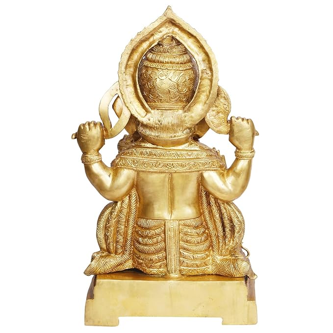 Brassaura™ Brass Ganesha Murti for Home and Decor Brass Ganesh Bhagwan Statue for Pooja Room Ganesha Idols for Home Entrace Decor Good Luck Vastu Decoration Weight 17 Kg Height 21 cm