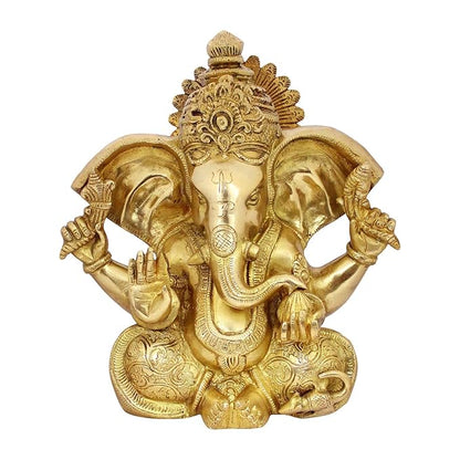 Brassaura™ Brass Ganesha Murti for Home and Decor Brass Ganesh Bhagwan Statue for Pooja Room Ganesha Idols for Home Entrace Decor Good Luck Vastu Decoration Weight 5.20 Kg Height 33 cm