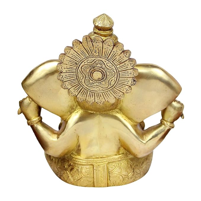 Brassaura™ Brass Ganesha Murti for Home and Decor Brass Ganesh Bhagwan Statue for Pooja Room Ganesha Idols for Home Entrace Decor Good Luck Vastu Decoration Weight 5.20 Kg Height 33 cm