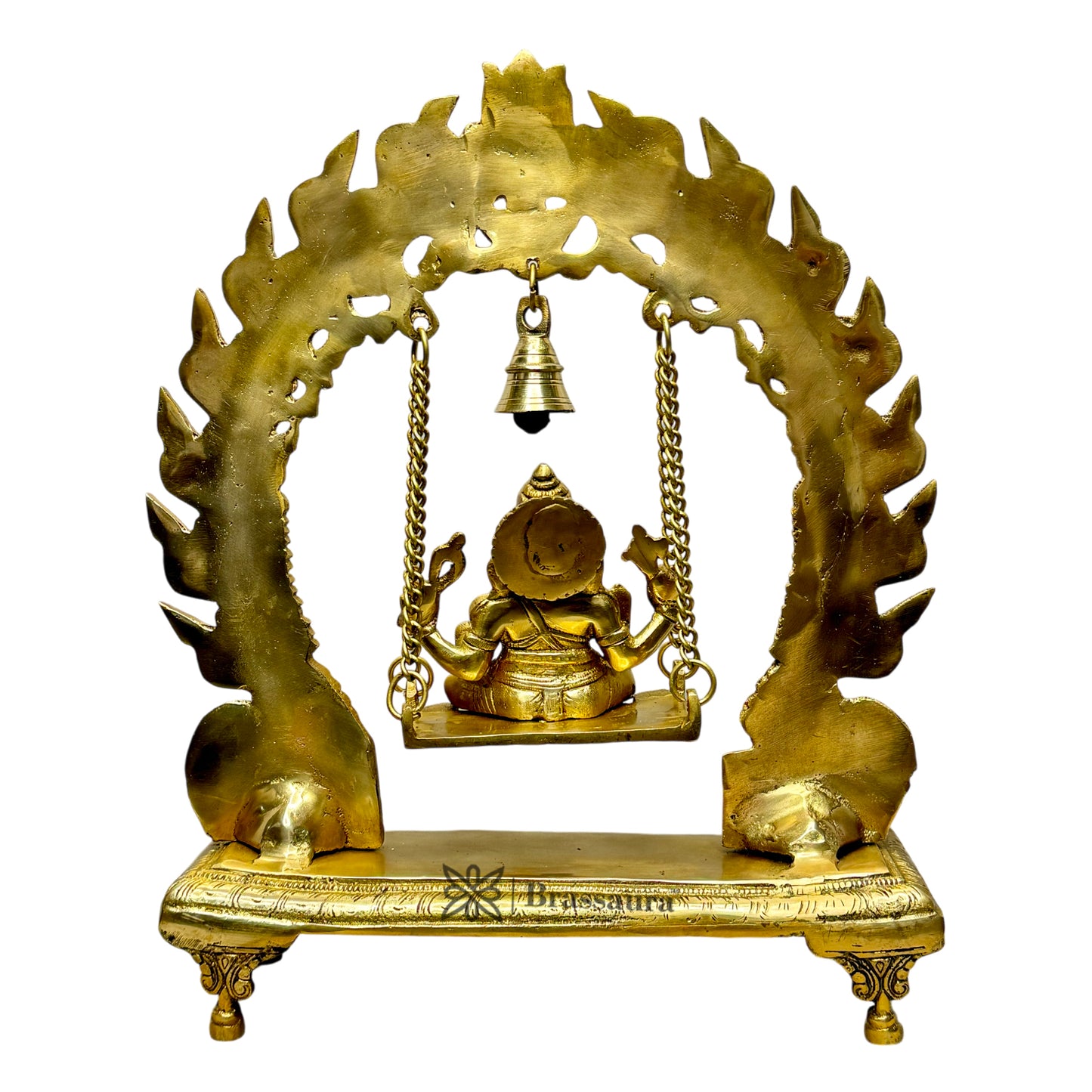 Brassaura™ Brass Ganesha Jhula Idol Ganesha Swing Statue Ganpati Bappa Jhoola Murti for Home Decor Warming Diwali Pooja Festival Gift Chaturthi Height 37 cm Weight 5.2 Kg