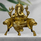 Brassaura™ Brass Ganesha Murti for Home and Decor Brass Ganesh Bhagwan Large Statue for Pooja Room Ganesha Idols for Home Entrace Decor Good Luck Vastu Decoration Weight 5.35 Kg Height 24 cm