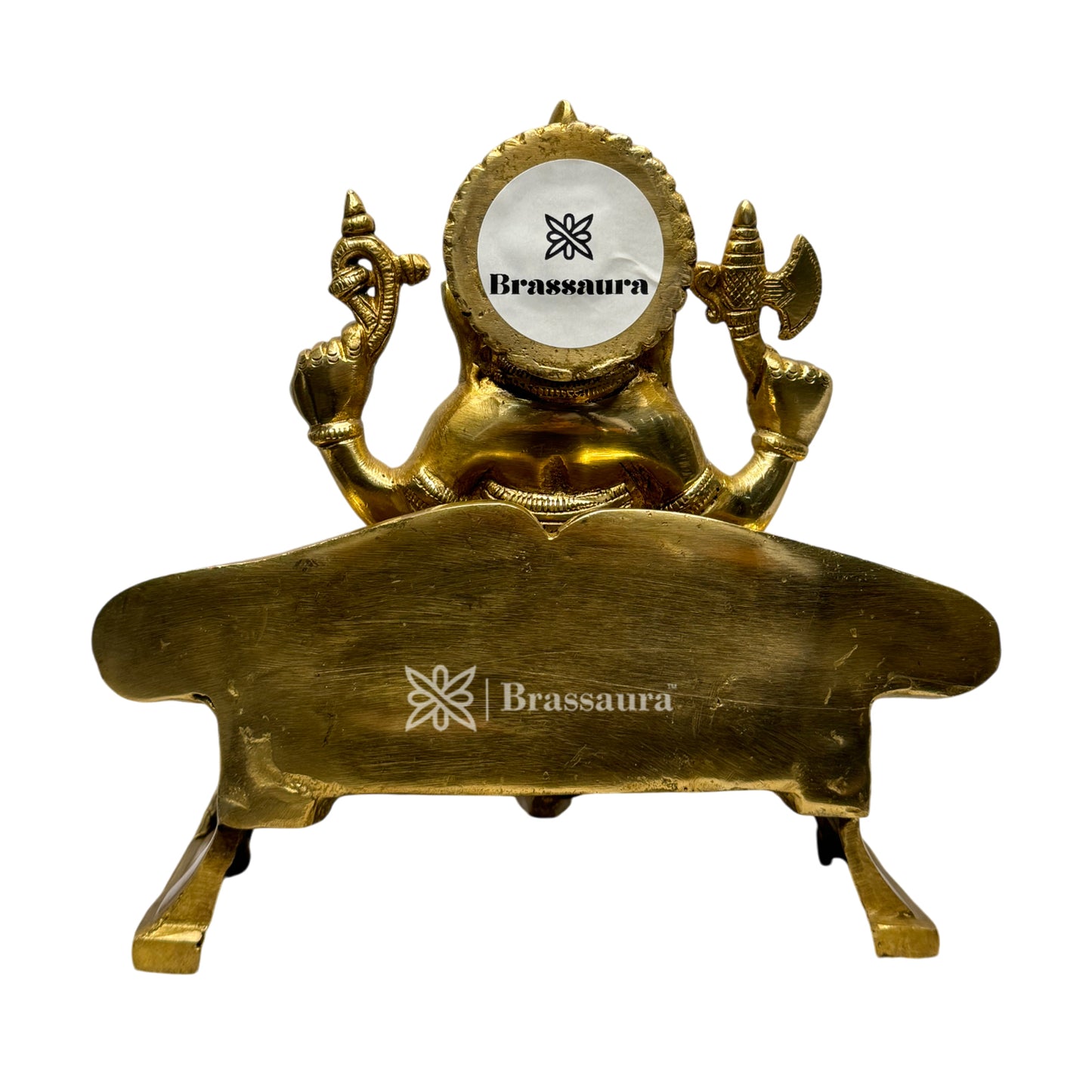 Brassaura™ Brass Ganesha Murti for Home and Decor Brass Ganesh Bhagwan Large Statue for Pooja Room Ganesha Idols for Home Entrace Decor Good Luck Vastu Decoration Weight 5.35 Kg Height 24 cm