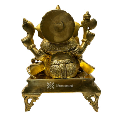 Brassaura™ Brass Fruit Ganesha Idol Phal Ganesha Statue for Home Decor Home Warming Diwali Pooja Festival Gift Ganesha Chaturthi Quality Height 29 cm Weight 7.2 Kg