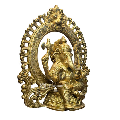 Brassaura™ Ganesha Murti for Home and Decor Brass Ganesh Bhagwan Large Statue for Pooja Room God Ganpati Murti for Home Entrace Decor Good Luck Vastu Decoration Weight 2.5 Kg Height 30 cm