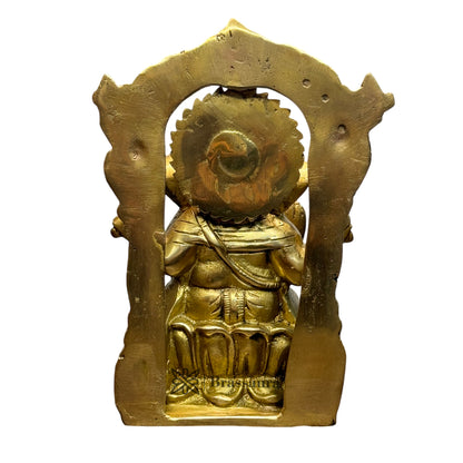 Brassaura™ Brass Golden Ganesha Murti for Home and Decor Brass Ganesh Bhagwan Statue for Pooja Ganesha Ring Idol for Home Entrace Decor Decoration Weight 1.9 Kg Height 22 cm