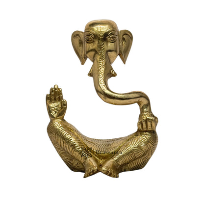 BrassAura Brass Ganesh Bhagwan Statue for Pooja 1.28 Kg Decorative Showpiece - 14.5 cm  (Brass, Gold)