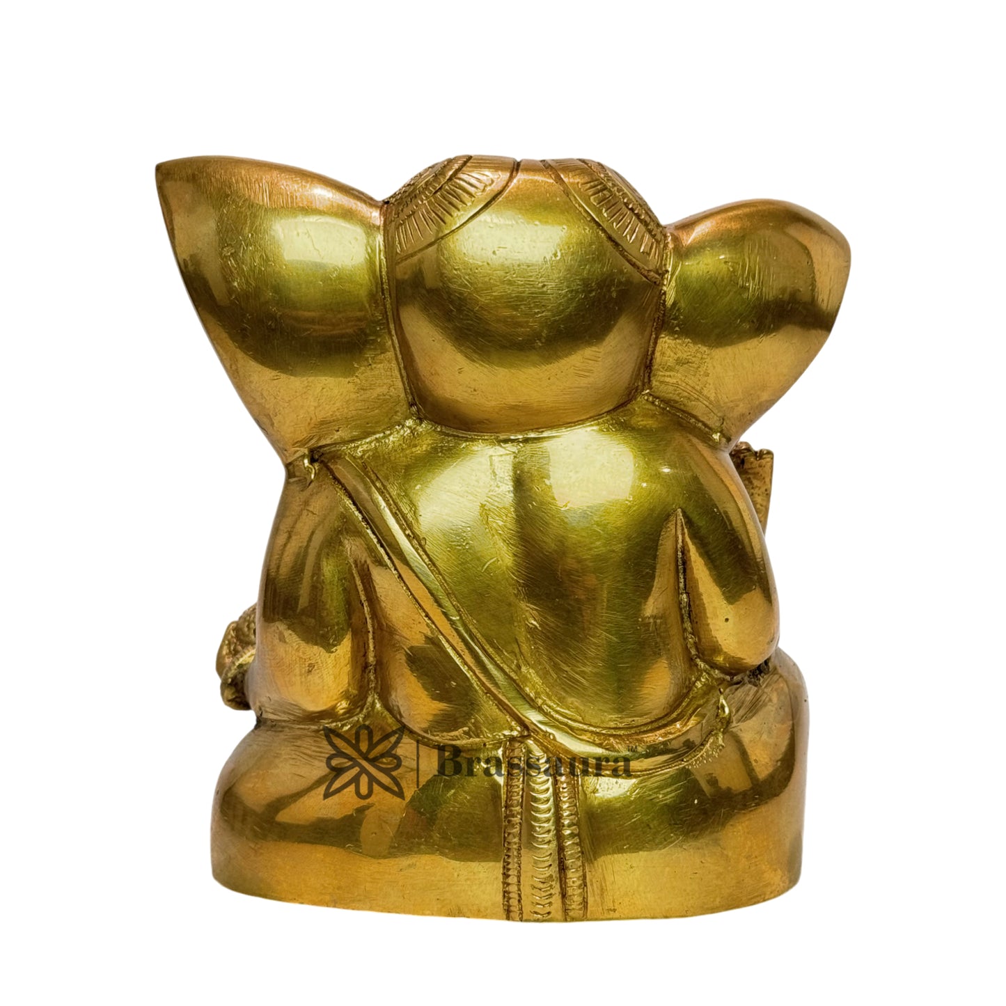 BrassAura Brass Ganesh Bhagwan Statue for Pooja 1.3 Kg Decorative Showpiece - 11.5 cm  (Brass, Gold)