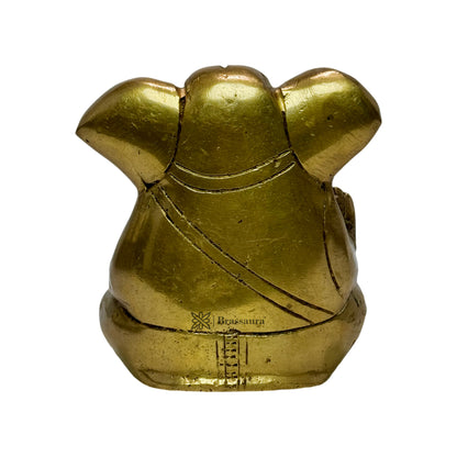 BrassAura Ganesha Idols home and décor gifts item .9 Kg Decorative Showpiece - 9 cm  (Brass, Gold)