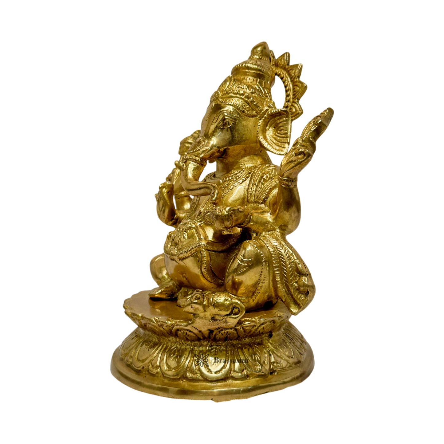 BrassAura Ganesha Brass god Idols home and décor gifts item 3.75 Kg Decorative Showpiece - 23.5 cm  (Brass, Gold)