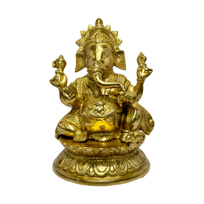 BrassAura Ganesha Brass god Idols home and décor gifts item 3.75 Kg Decorative Showpiece - 23.5 cm  (Brass, Gold)