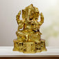 BrassAura Brass Ganesha Brass god Idols home and décor gifts item 3 Kg Decorative Showpiece - 21 cm  (Brass, Gold)