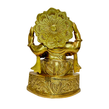 BrassAura Brass Ganesha Brass god Idols home and décor gifts item 3 Kg Decorative Showpiece - 21 cm  (Brass, Gold)