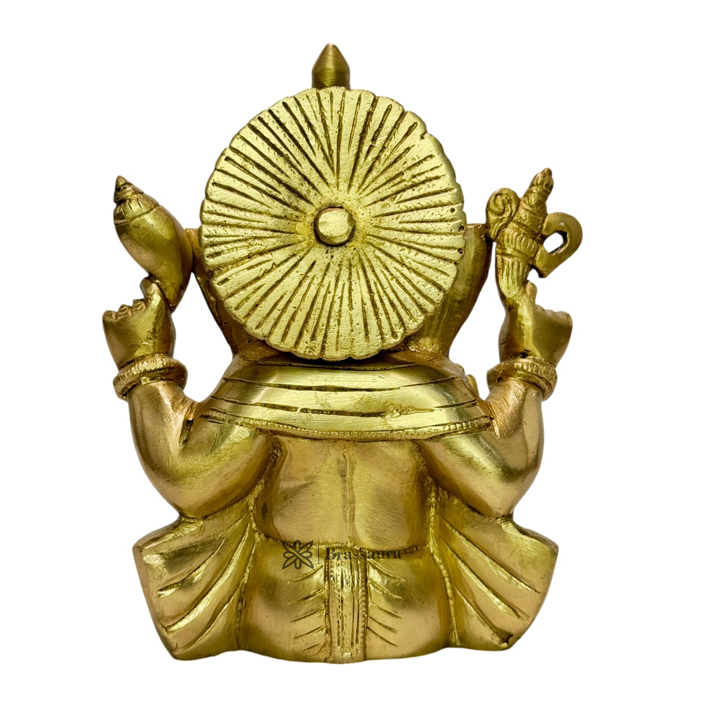 BrassAura Ganesha Brass god Idols home and décor gifts item 2.1 Kg Decorative Showpiece - 15 cm  (Brass, Gold)