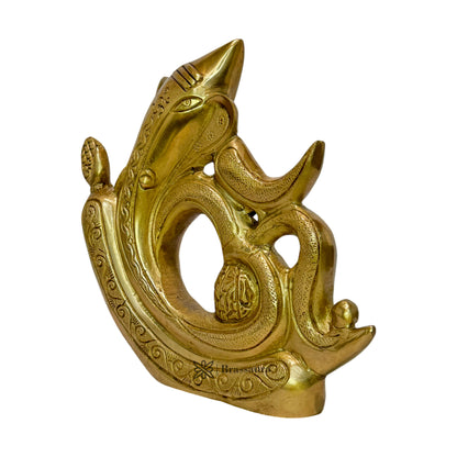 BrassAura Brass Ganesha Brass god Idols home and décor gifts item 1.7 Kg Decorative Showpiece - 18 cm  (Brass, Gold)