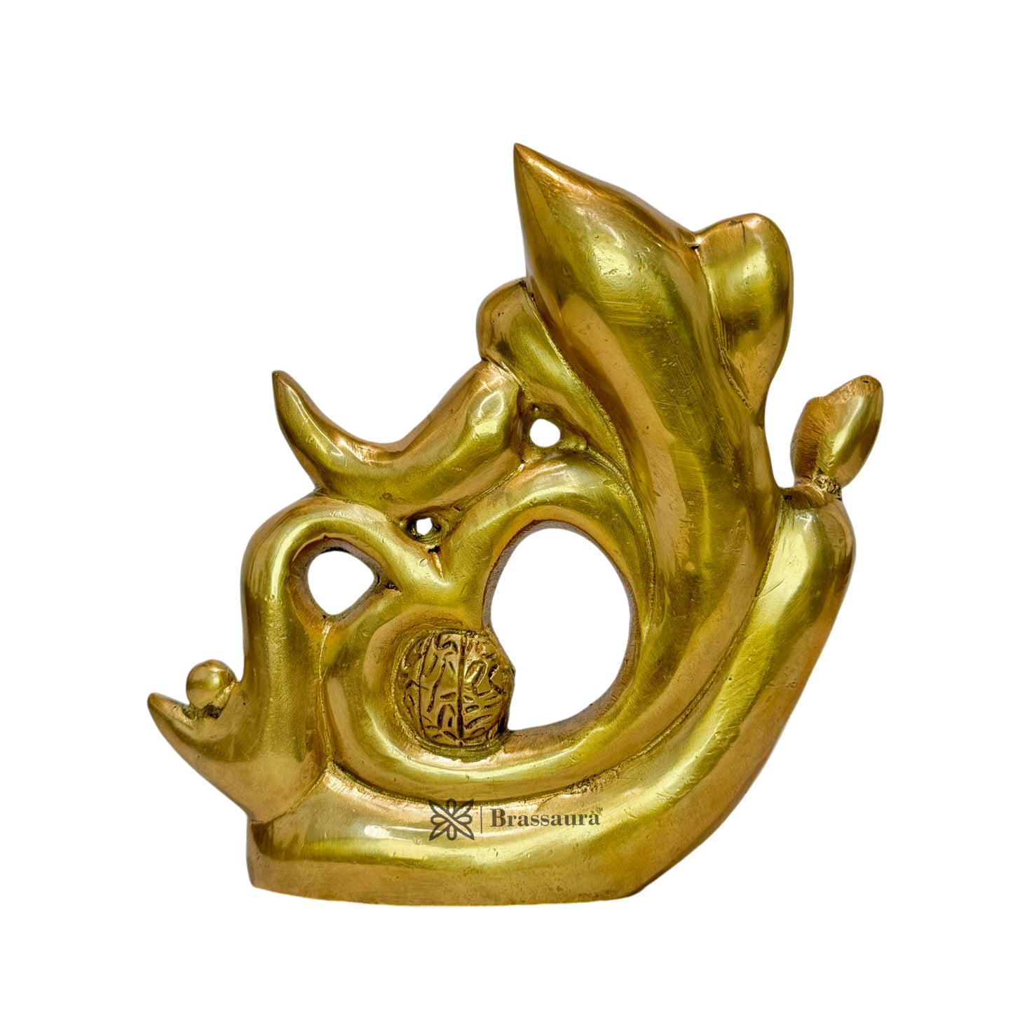 BrassAura Brass Ganesha Brass god Idols home and décor gifts item 1.7 Kg Decorative Showpiece - 18 cm  (Brass, Gold)