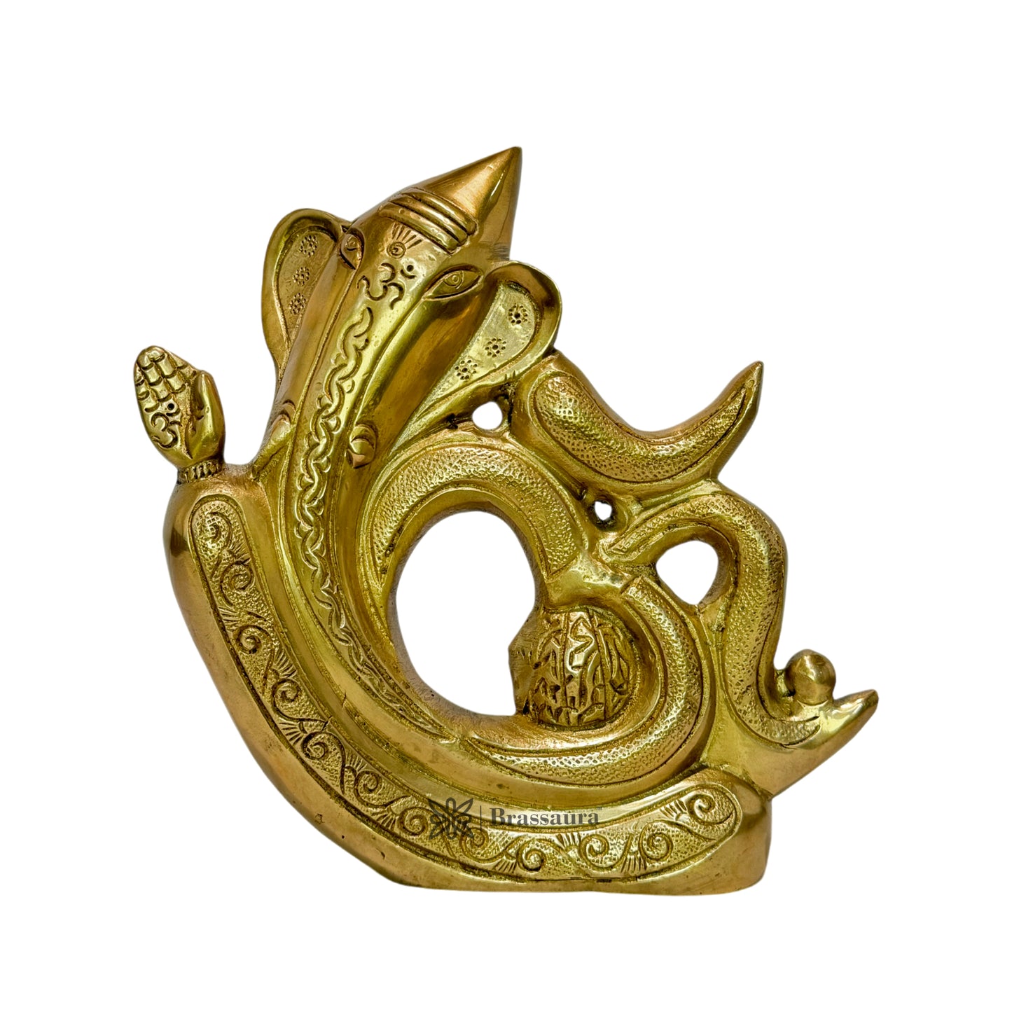 BrassAura Brass Ganesha Brass god Idols home and décor gifts item 1.7 Kg Decorative Showpiece - 18 cm  (Brass, Gold)