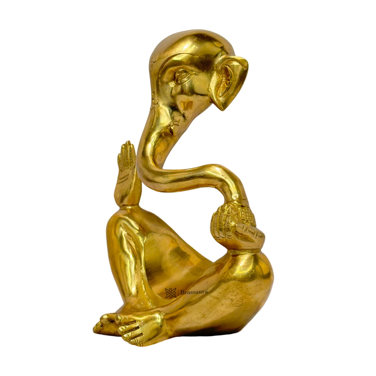 BrassAura Ganesh Statue in Modern Art for Home Decor 2.5 Kg Decorative Showpiece - 20.3 cm  (Brass, Gold)