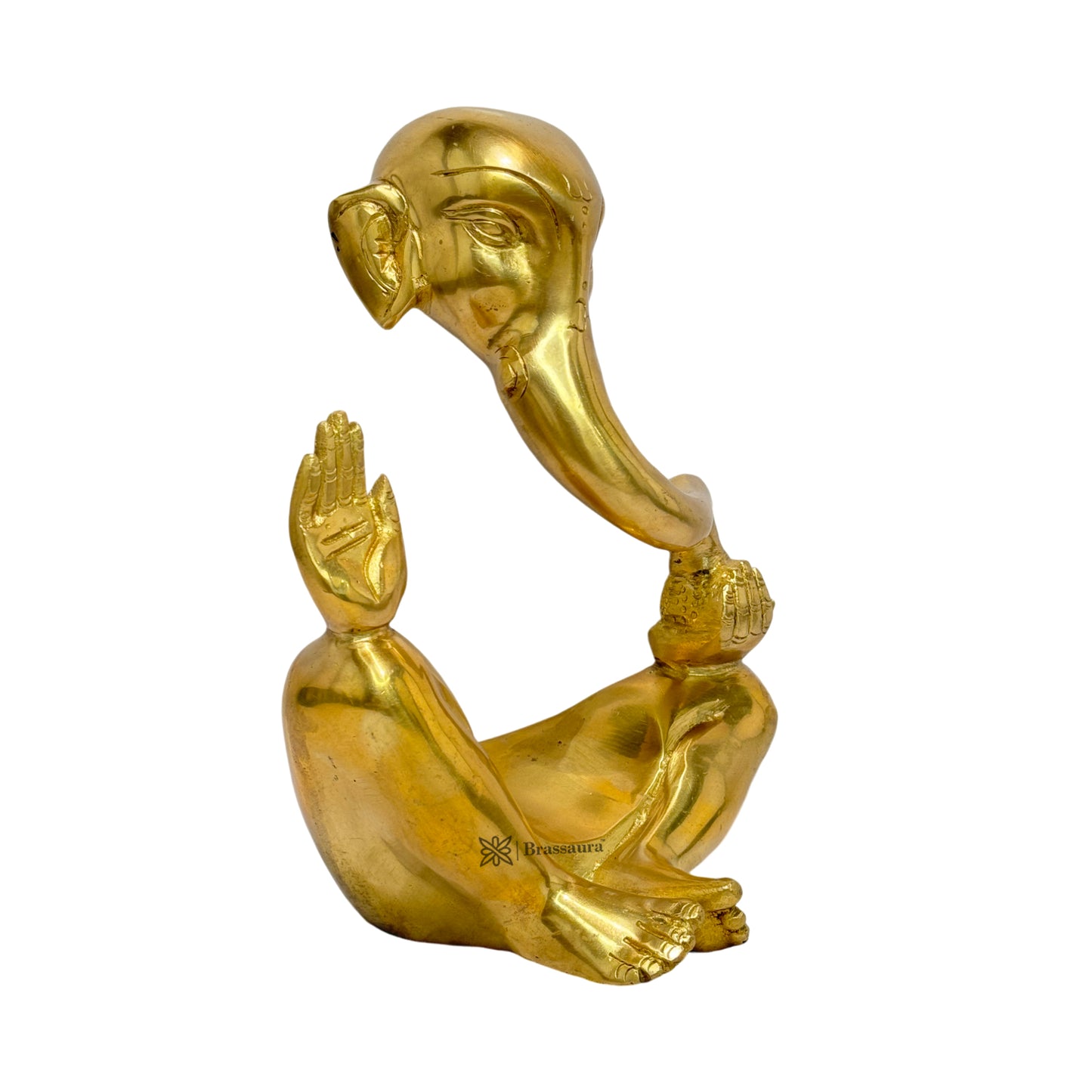 BrassAura Ganesh Statue in Modern Art for Home Decor 2.5 Kg Decorative Showpiece - 20.3 cm  (Brass, Gold)