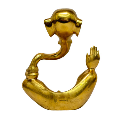 BrassAura Ganesh Statue in Modern Art for Home Decor 2.5 Kg Decorative Showpiece - 20.3 cm  (Brass, Gold)