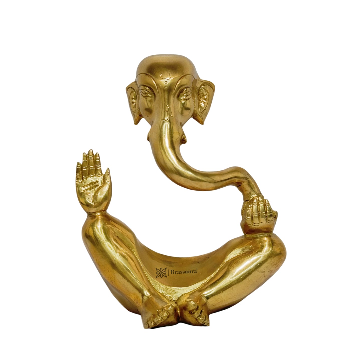 BrassAura Ganesh Statue in Modern Art for Home Decor 2.5 Kg Decorative Showpiece - 20.3 cm  (Brass, Gold)