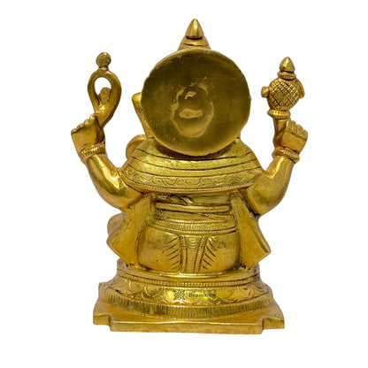 Brass Golden Ganesha Murti for Home and Decor Weight 2.3 Kg Height 23 cm