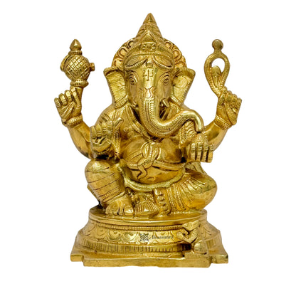 Brass Golden Ganesha Murti for Home and Decor Weight 2.3 Kg Height 23 cm