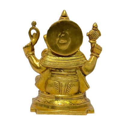 Brass Golden Sitting Ganesha Home and Decor Weight 2.3 Kg Height 23 cm