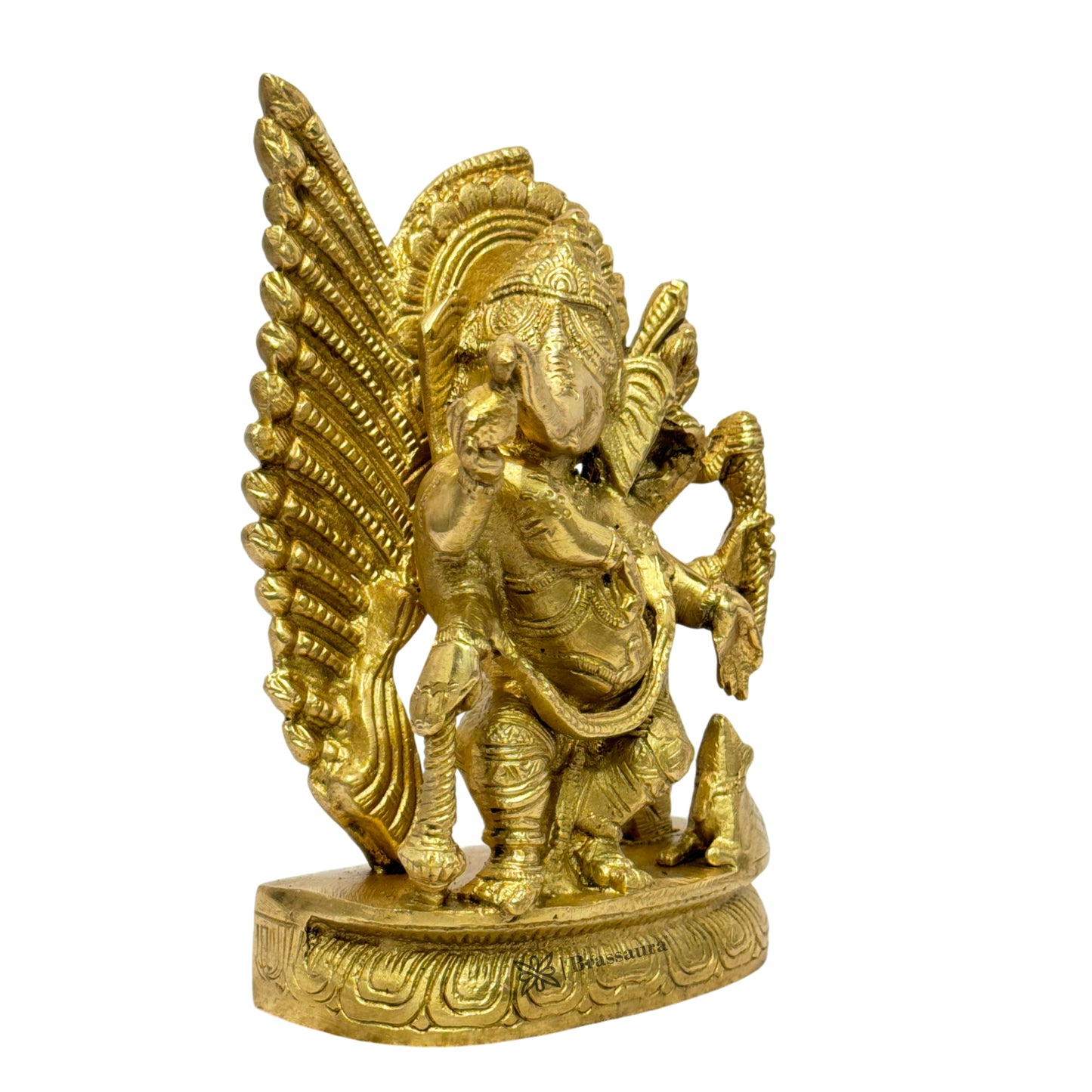 Brass Small Thrones Ganesha Statue for Home and Decor Weight 1.9 Kg Height 20 cm