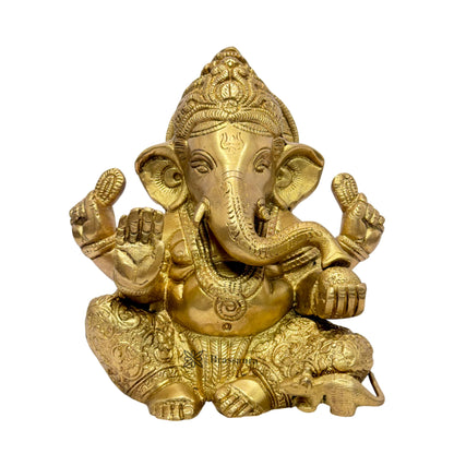 Brass Quality Ganesha Statue for Home and Decor Weight 2.1 Kg Height 25 cm