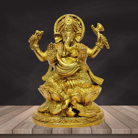 Brass Ganesha Statue for Home and Decor Weight 1 Kg Height 13 cm