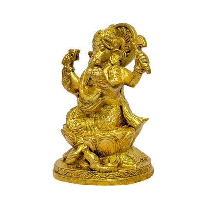 Brass Ganesha Statue for Home and Decor Weight 1 Kg Height 13 cm