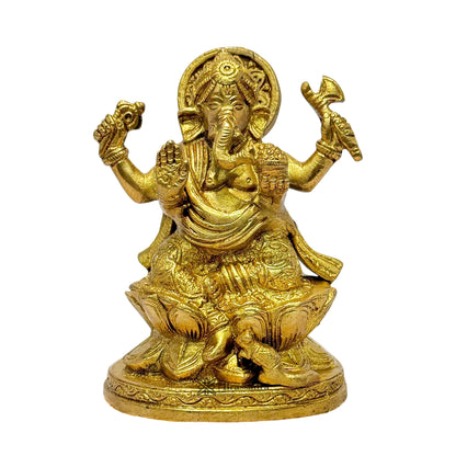 Brass Ganesha Statue for Home and Decor Weight 1 Kg Height 13 cm