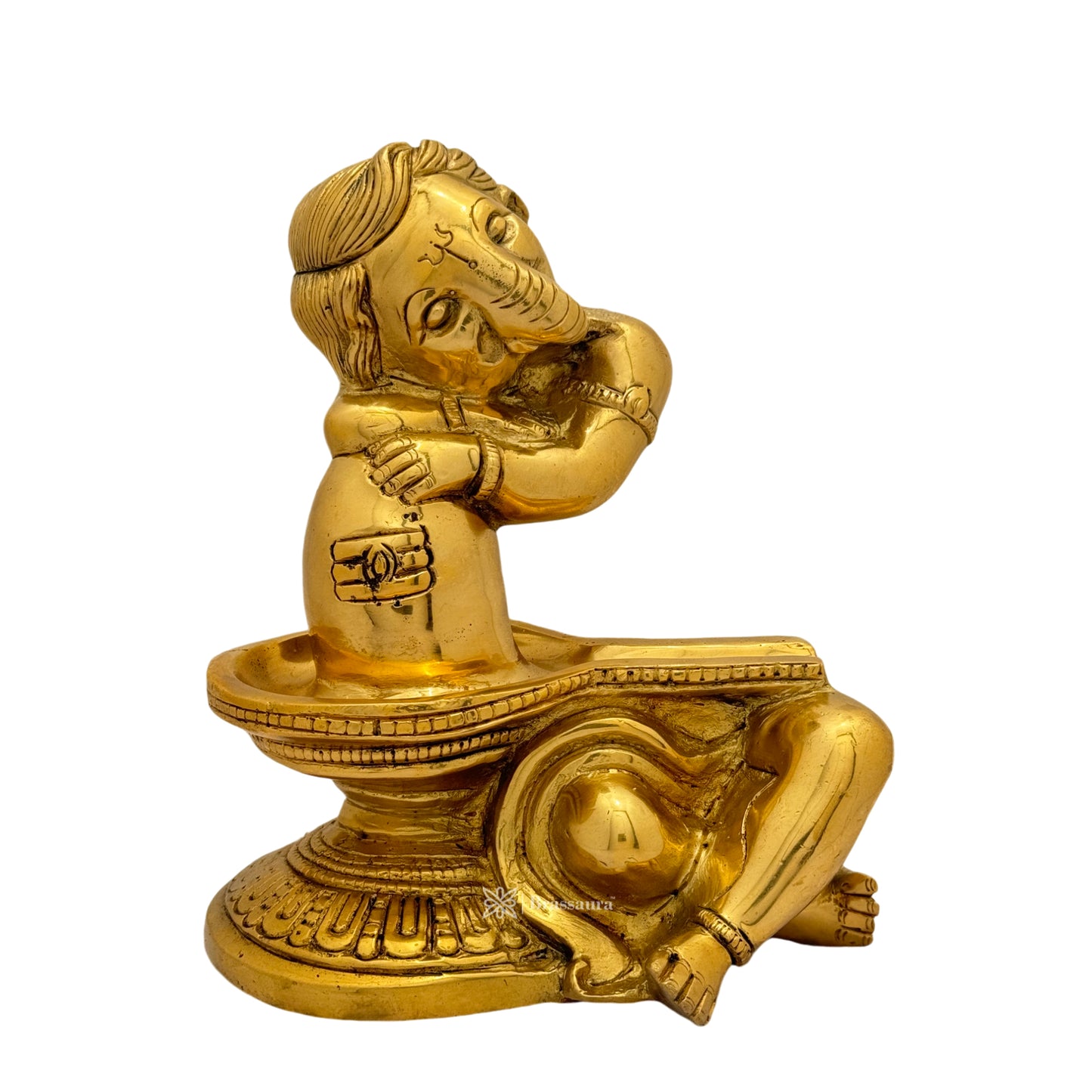 Brass Ganesha Statue for Home and Decor Weight 4.4 Kg Height 21 cm