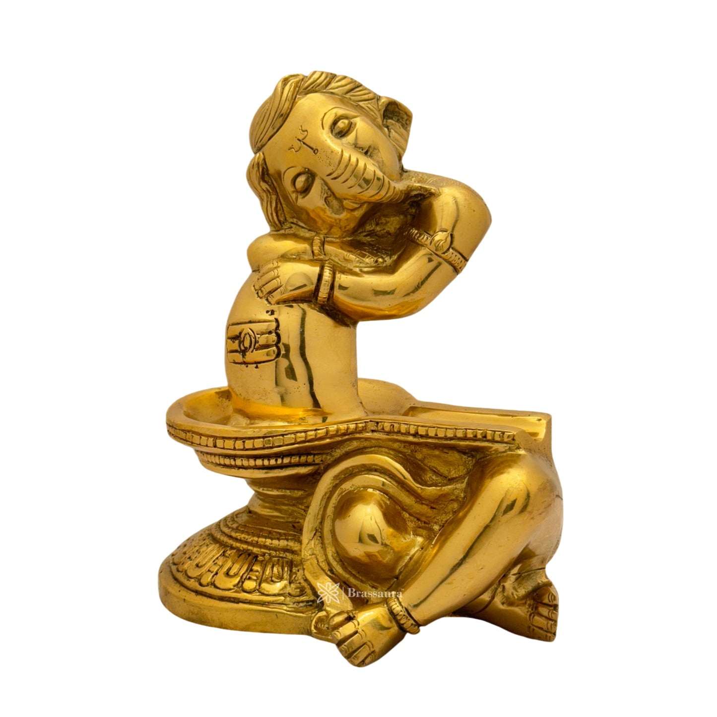 Brass Ganesha Statue for Home and Decor Weight 4.4 Kg Height 21 cm