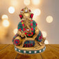 Brass Gem Stone Work Ganesha Statue for Home and Decor Weight 1.82 Kg Height 17 cm