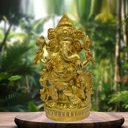 Brass Ganesha Statue for Home and Decor Weight 3.17 Kg Height 24 cm