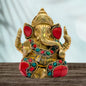 Brass Golden Ganesha Statue for Home and Decor Weight .650 Kg Height 9 cm