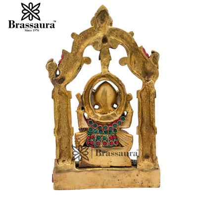 Brass Gem Stone Work Ganesha Weight 2.6 Kg & Height 9.5 Inch