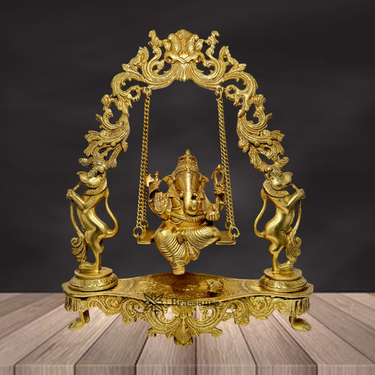 Brass Ganesha Jhula Statue For Home Decor Weight 7.45 Kg And Height 55 Cm