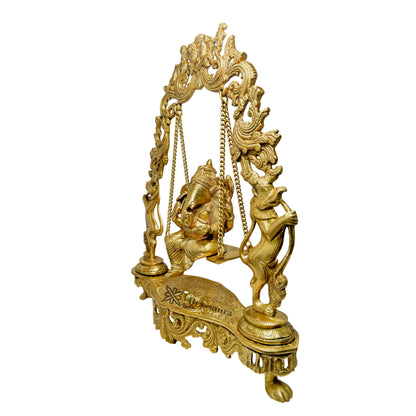 Brass Ganesha Jhula Statue For Home Decor Weight 7.45 Kg And Height 55 Cm