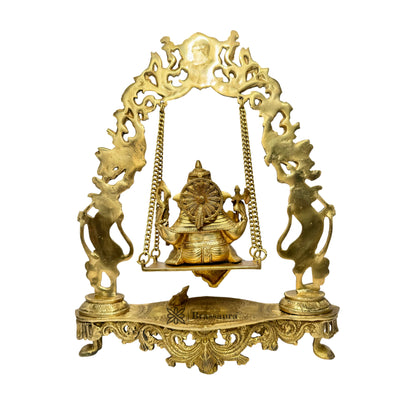 Brass Ganesha Jhula Statue For Home Decor Weight 7.45 Kg And Height 55 Cm