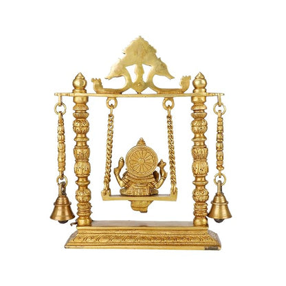 Brass Ganesha Jhula Statue For Home Decor Weight 2.3 Kg And Height 26 Cm