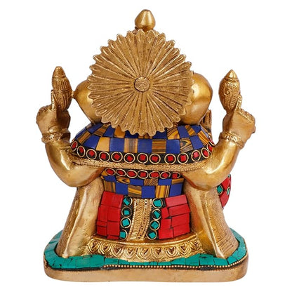 Brass Gem Stone Work Ganesha Statue For Home Decor Weight 2.5 Kg And Height 21 Cm