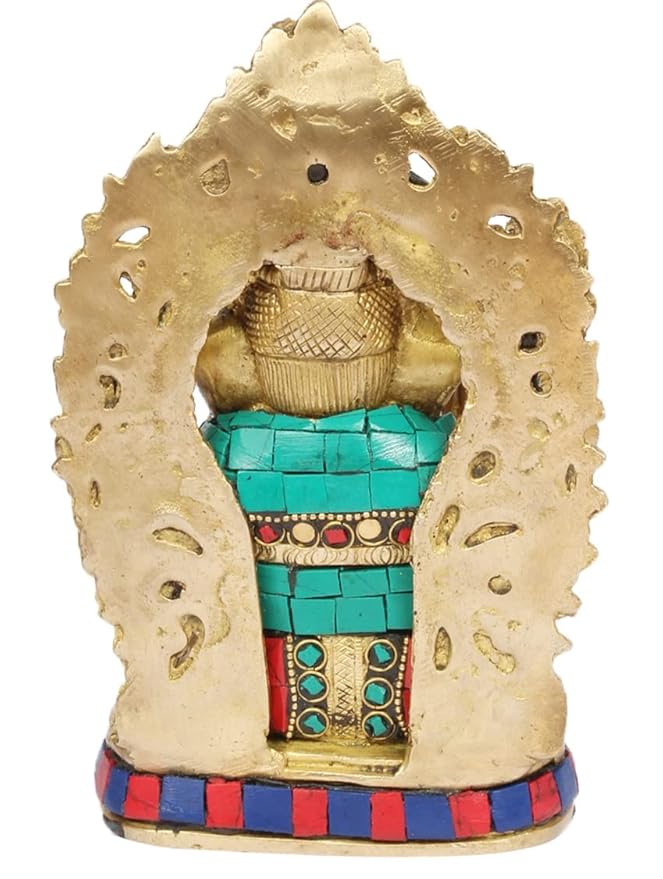Brass Ring Ganesha Statue For Home Decor Weight 2.2 Kg And Height 15 Cm