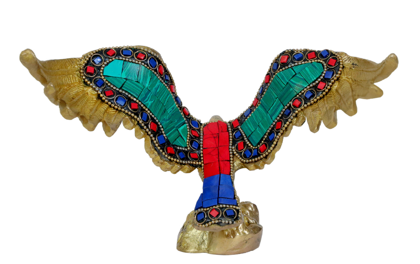 Brass Gem Stone Work Eagle Statue Weight .8 Kg Height 16 cm