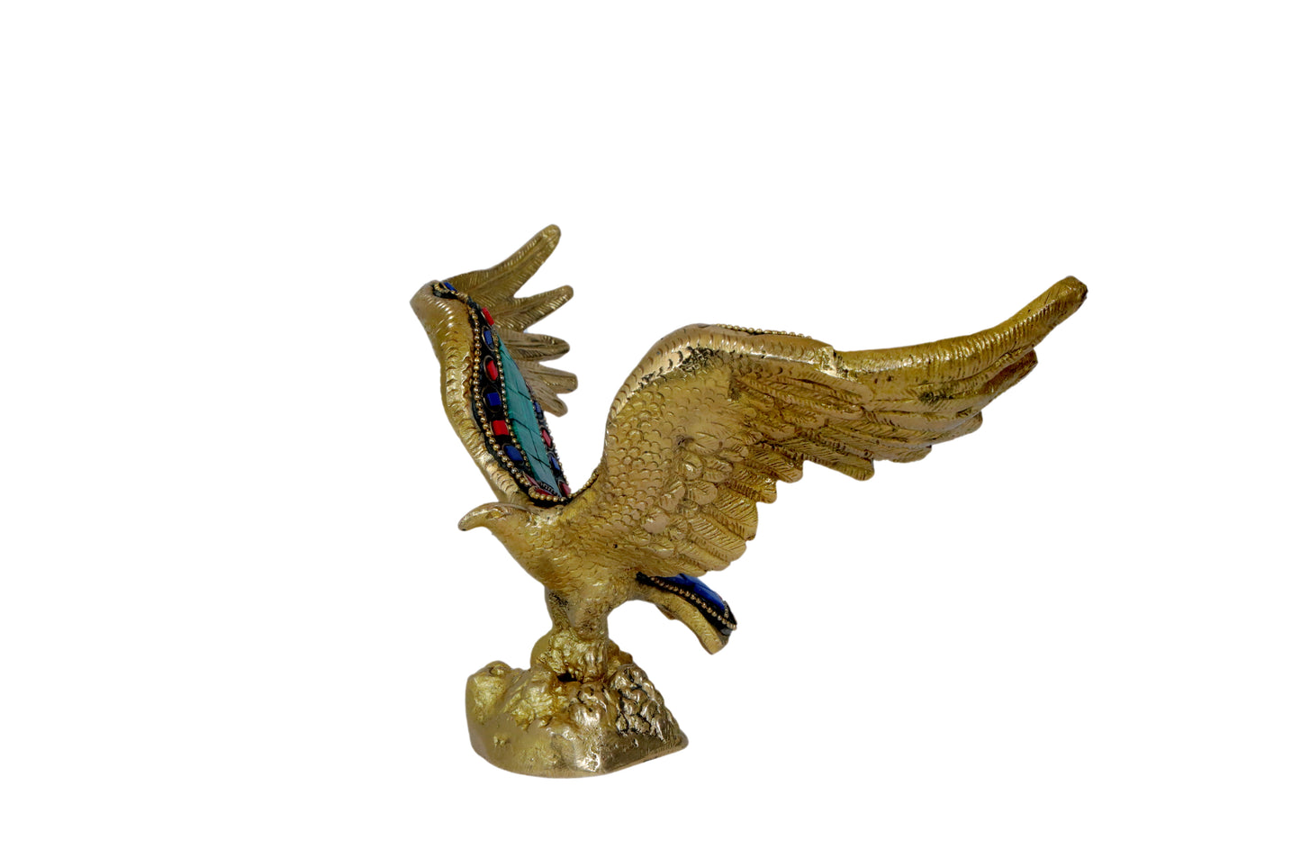 Brass Gem Stone Work Eagle Statue Weight .8 Kg Height 16 cm